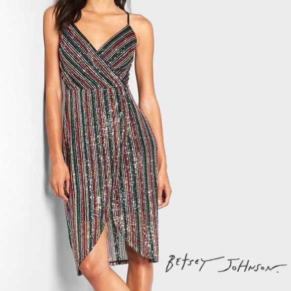 Betsey Johnson Dresses & Skirts - Betsy Johnson Sequin Rainbow Stripe Cocktail Dress Sz:8 NWT
